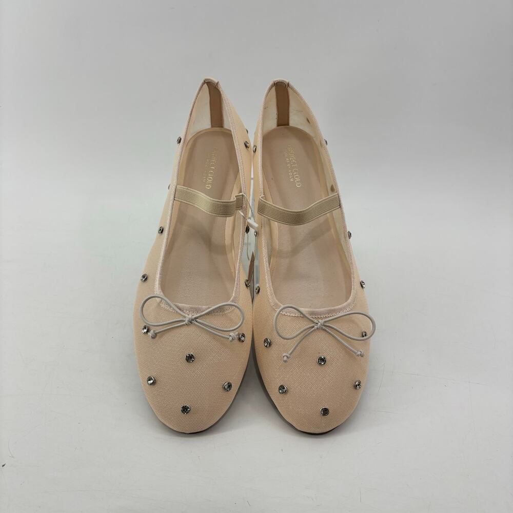 Project Cloud Amity Nude Rhinestone Ballet Flats Mesh Bow Glam - Picture 12 of 14